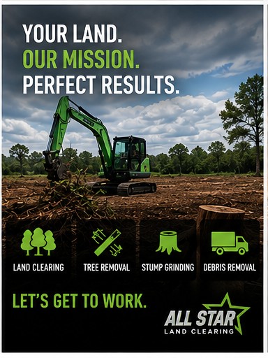 AllStar Land Clearing licensed and insured free estimate graphic