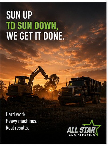 AllStar Land Clearing equipment fleet promotional graphic